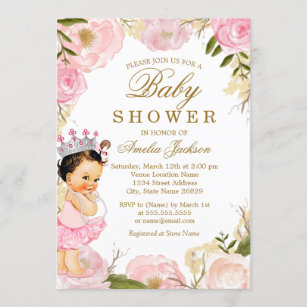 Floral Rose Baby Princess It's a Girl Baby Shower Invitation
