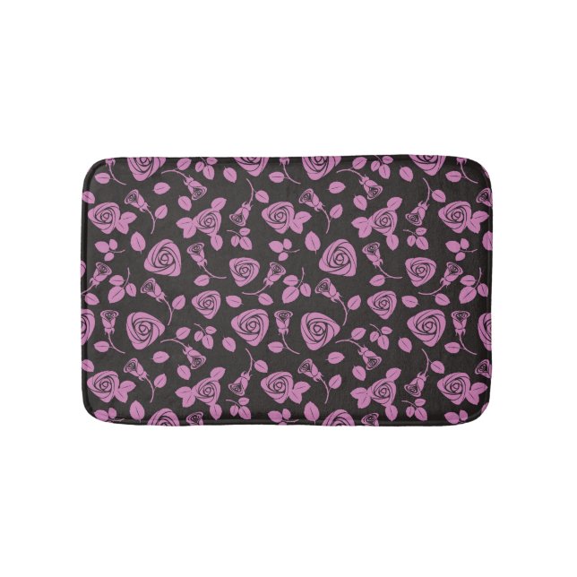 Floral Rose Background Bath Mat (Front)