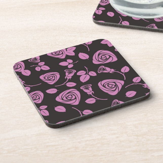 Floral Rose Background Drink Coaster (Left Side)