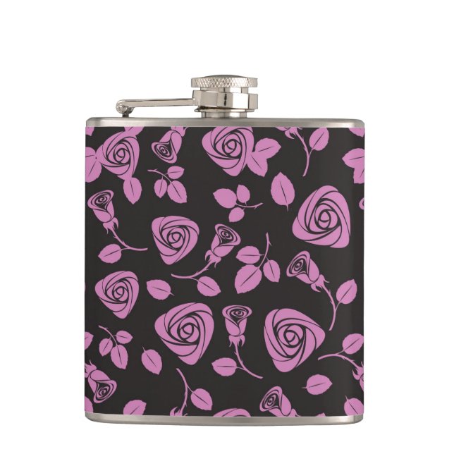 Floral Rose Background Flask (Front)