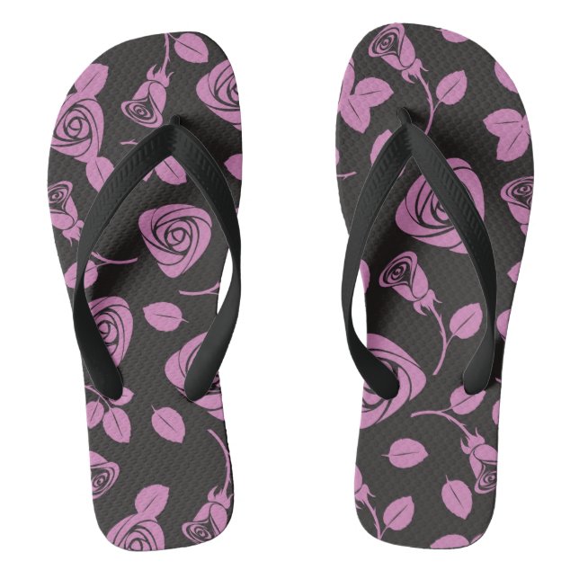 Floral Rose Background Flip Flops (Footbed)