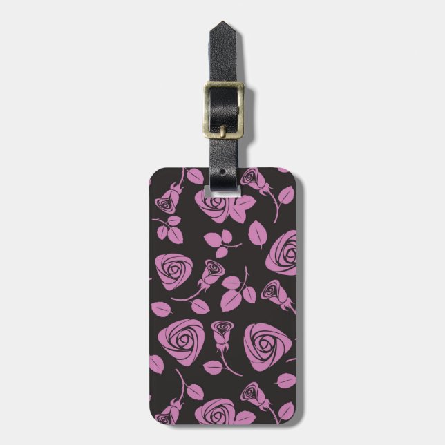 Floral Rose Background Luggage Tag (Front Vertical)