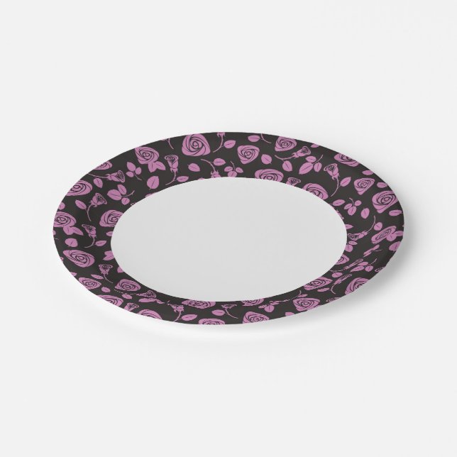 Floral Rose Background Paper Plates (Angled)