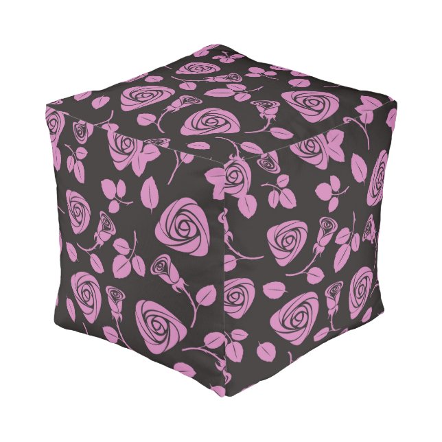 Floral Rose Background Pouf (Angled Front)