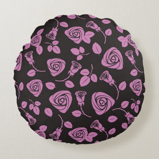 Floral Rose Background Round Pillow (Front)