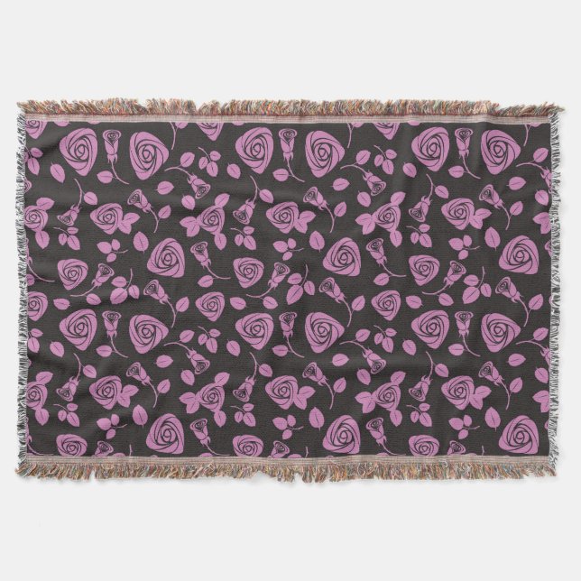 Floral Rose Background Throw Blanket (Front)