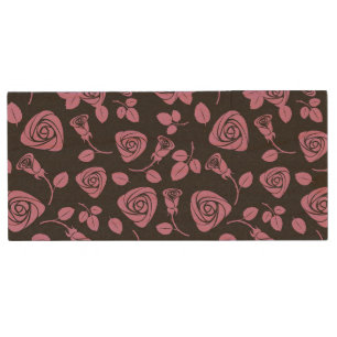 Floral Rose Background Wood Flash Drive