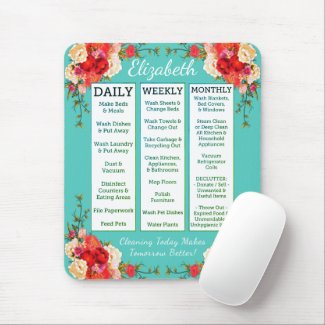 Floral Rose Beginner Cleaning Schedule  Mouse Pad