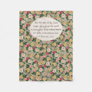 Floral Rose Bible Verse Scripture Christian Womens Fleece Blanket