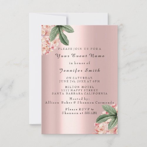 Floral Rose  Blush Pink Bridal Wedding Sweet 16th Invitation