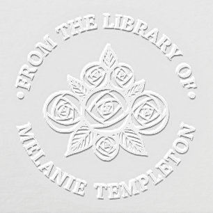 Floral Rose Bouquet Round “From the library of” Embosser
