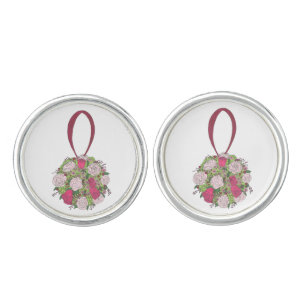 Floral Rose Bouquet Wedding Flowers Cufflinks