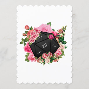 Floral Rose D20 Tabletop RPG Gaming Dice Invitation