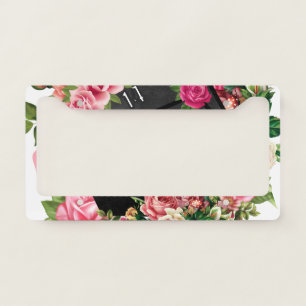 Floral Rose D20 Tabletop RPG Gaming Dice License Plate Frame