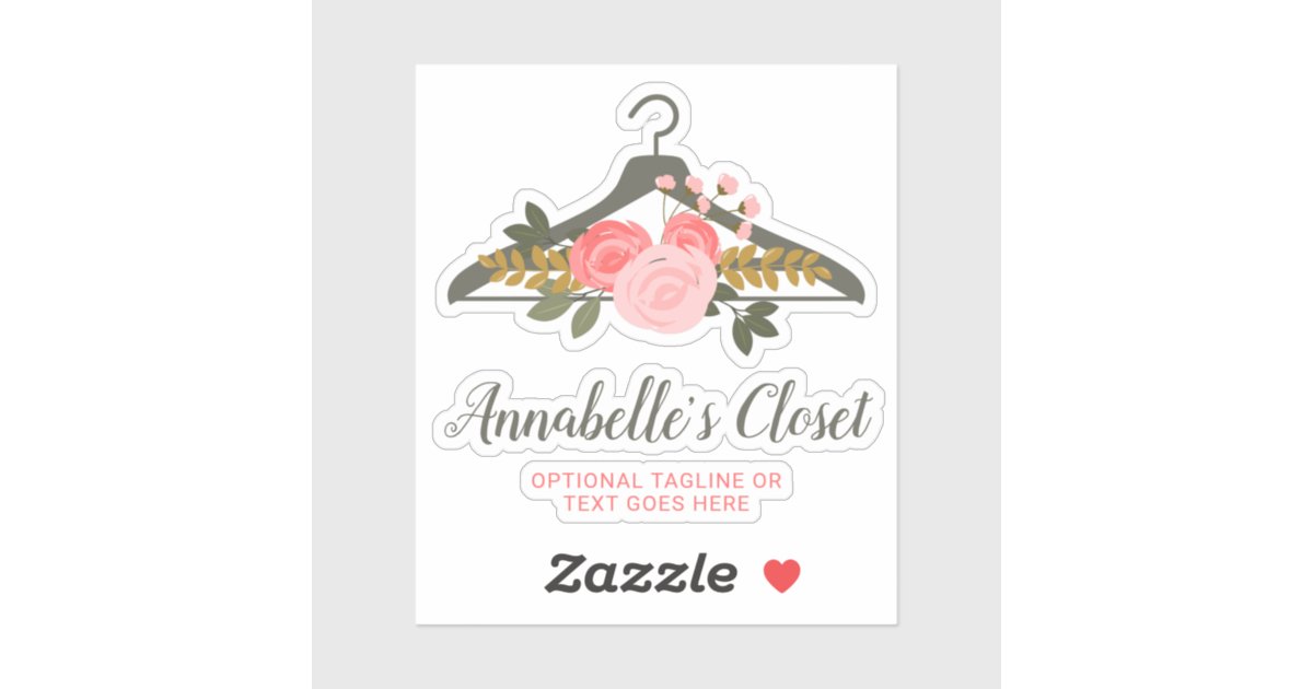 Floral Rose Fashion Clothes Hanger Closet Logo Sticker Zazzle Com