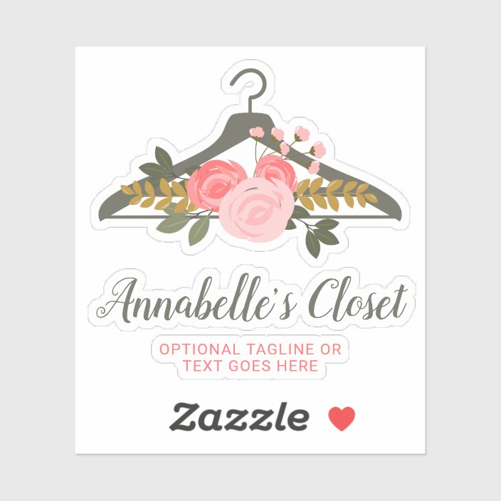 Floral Rose Fashion Clothes Hanger Closet Logo Sticker Zazzle Com