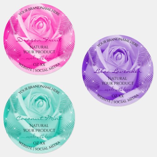 Floral Rose Flower Pink Purple Teal Product Labels