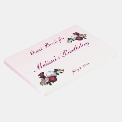Floral Rose Flowers Birthday Party Guest Book