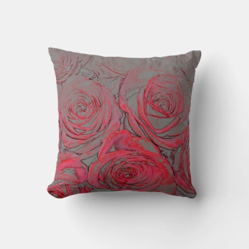 Floral Rose Glow Pattern Throw Pillow