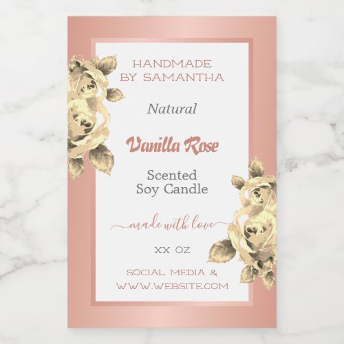 Floral Rose Gold and White Product Labels Beauty 