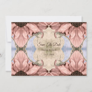 Floral Rose Gold Blush Pink Save The Date Announcement