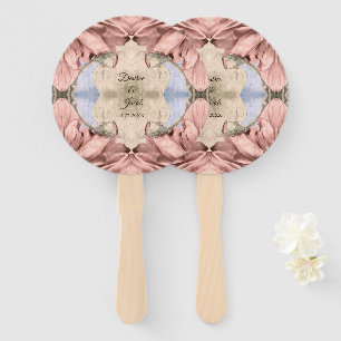 Floral Rose Gold Blush Pink Watercolor Wedding Hand Fan
