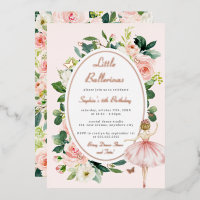 Floral Rose Gold Butterfly Ballerina Kids Birthday