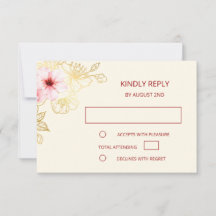 Floral Rose Gold Chinese Wedding RSVP