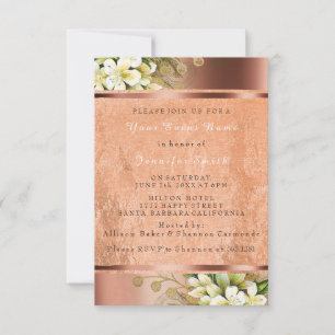 Floral Rose Gold Copper Metallic Blush Elegant VIP Invitation