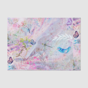 Floral Rose Gold Decoupage Flowers Birds Butterfly Tissue Paper
