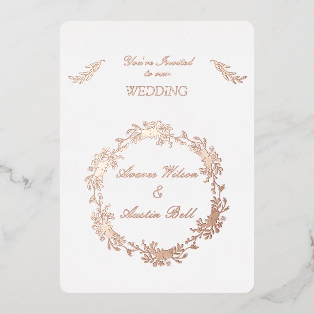 Floral Rose Gold Foil Foil Invitation (Front)