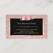 Floral Rose Gold Glitter Makeup Artist Hair Salon Business Card (Back)