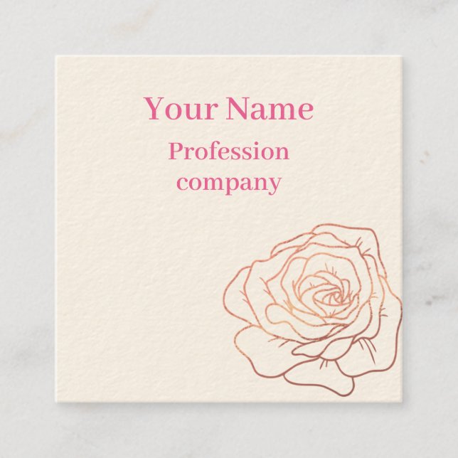 Floral Rose Gold Glitter Square Business Card (Front)