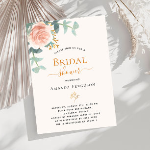 Floral rose gold greenery blush Bridal Shower Invitation