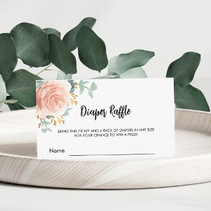 Floral rose gold greenery diaper raffle ticket enclosure card