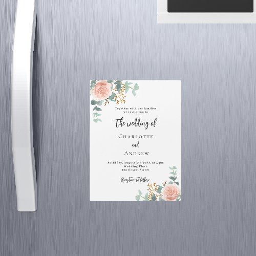 Floral rose gold greenery luxury wedding magnetic invitation
