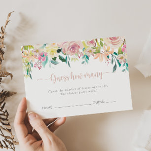 Floral Rose Gold Guess How Many Game Card