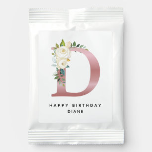 Floral Rose Gold Monogram Personalized Name Lemonade Drink Mix