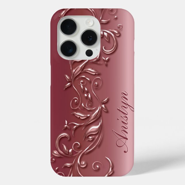 Floral Rose Gold - Personalized Case-Mate iPhone Case (Back)