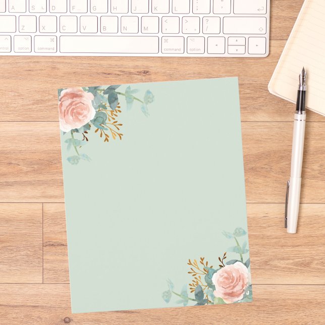 Floral rose gold sage green paper sheet (Creator Uploaded)