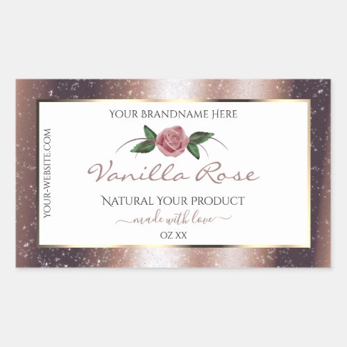 Floral Rose Gold Soft Glitter White Product Labels