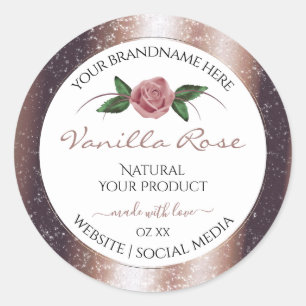 Floral Rose Gold Soft Glitter White Product Labels
