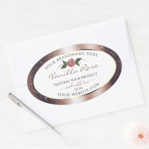 Floral Rose Gold Soft Glitter White Product Labels
