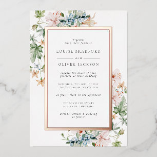 Floral Rose Gold Wedding Foil Invitation