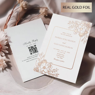 Floral Rose Gold Wedding Foil Invitation