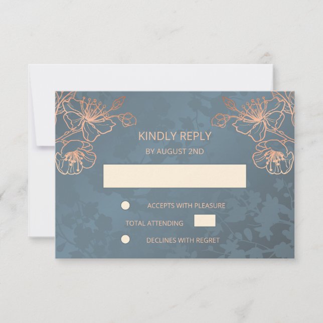 Floral Rose Gold Wedding RSVP (Front)