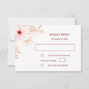 Floral Rose Gold Wedding RSVP Card