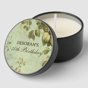 Floral Rose Greenery Birthday Party Mini Candle Favors