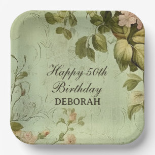 Floral Rose Greenery Birthday Party Paper Plates