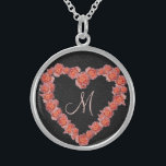 Floral Rose Heart monogram Wedding Party Keepsake Sterling Silver Necklace<br><div class="desc">Customize this design today! This gift is perfect for expression for the special occasion.
 Come check out our store,  for all our cool designs.</div>